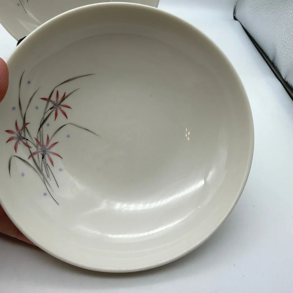 Syracuse China Flame Lily Vintage Cereal Soup Bowls Set of 2 MCM